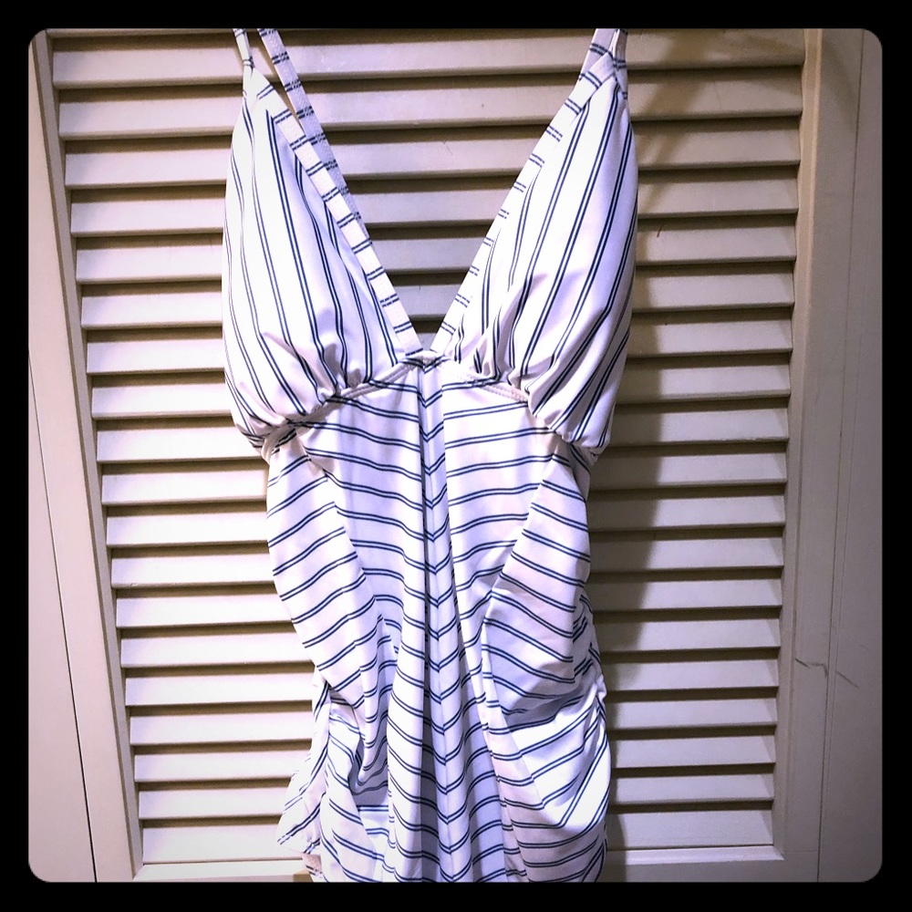 Splendid white and light blue maternity swimsuit